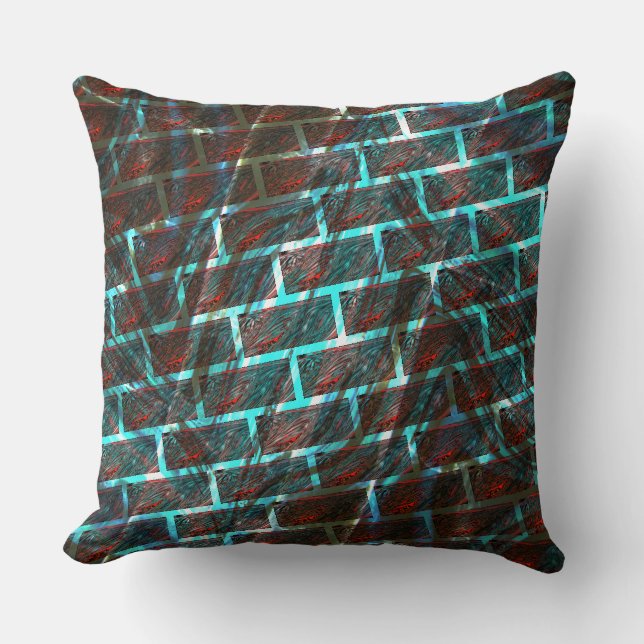 Rot blaue Flecken, Kratzer, Gitter oder Ziegeleffe Kissen (Vorderseite)