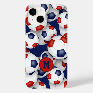 Rot-blaue Fußbälle mit Monogramm Case-Mate iPhone 14 Hülle