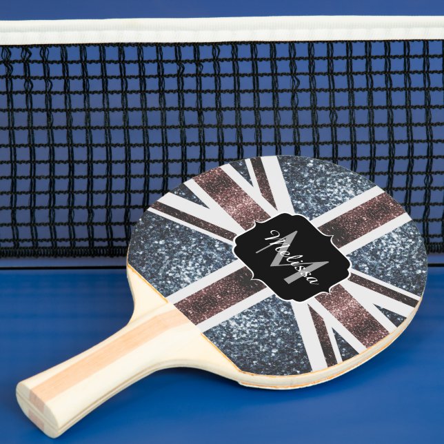 Rot-blaue Glitzern mit der Flagge des Vereinigten  Tischtennis Schläger (InSitu)
