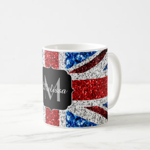 Rot-blaue Glitzern, Monogram Kaffeetasse