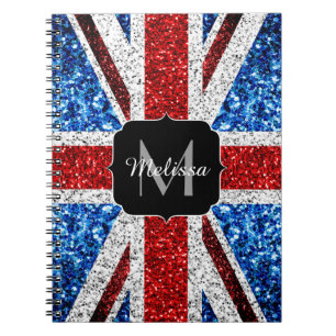Rot-blaue Glitzern, Monogram Notizblock