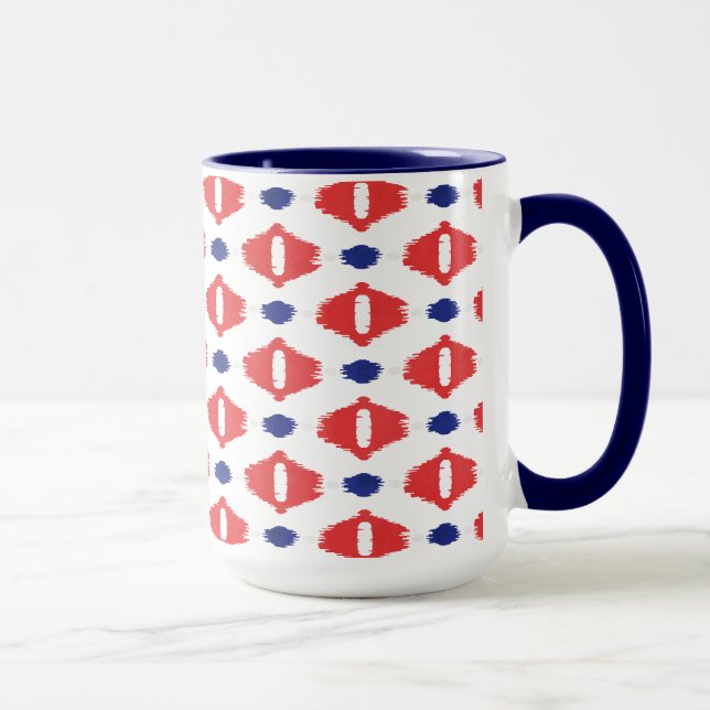 Rot-blaue Kat-Stammmuster Tasse (Rechts)