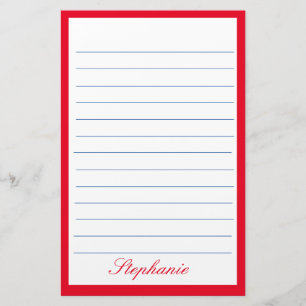 Rot-blaue Linien Rahmen Monogramm-Namen Briefpapier