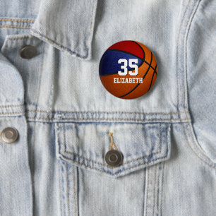 Rot blaue Mannschaftsfarben Basketball Mädchenname Button