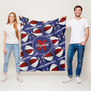 Rot blaue Mannschaftsfarben I Liebe Basketballmust Fleecedecke