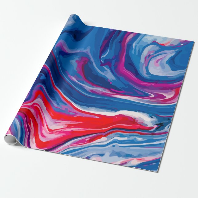 Rot-blaue Marmorstruktur Geschenkpapier (Ungerollt)