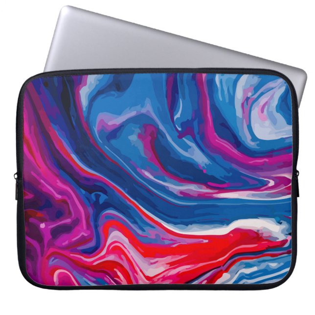 Rot-blaue Marmorstruktur Laptopschutzhülle (Vorderseite)