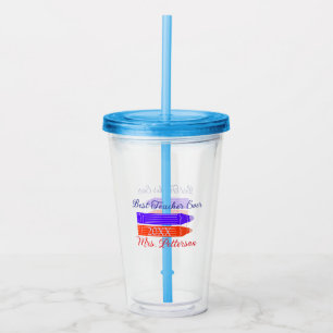 Rot-blaue Stifte, die die beste Lehrerin je geben, Acryltrinkbecher