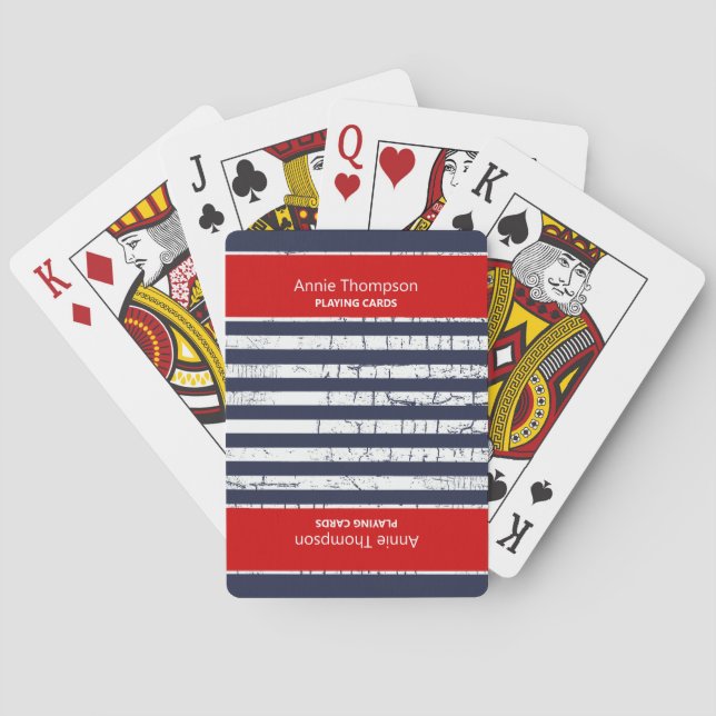 rot-blaue STRIPED-KARTEN MIT NAMEN Spielkarten (Rückseite)