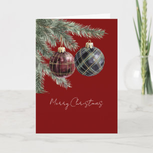 Rot blaue Weihnachtsbaum-Ornamente Karte