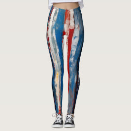 Rot-blaue weiß gestrichene vertikale Abstrakte Str Leggings
