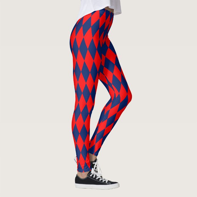 Rot-blaues Harlekin-Karomuster  Leggings (Von Creator hochgeladen)