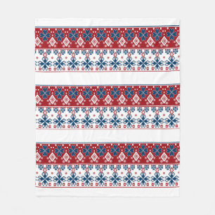 Rot blaues Ornament Fleecedecke