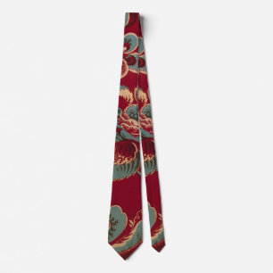 Rot-Blaues Retro-Blumendesign Krawatte