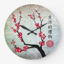 Rot Blossom "Gift of life" Rundwanduhr