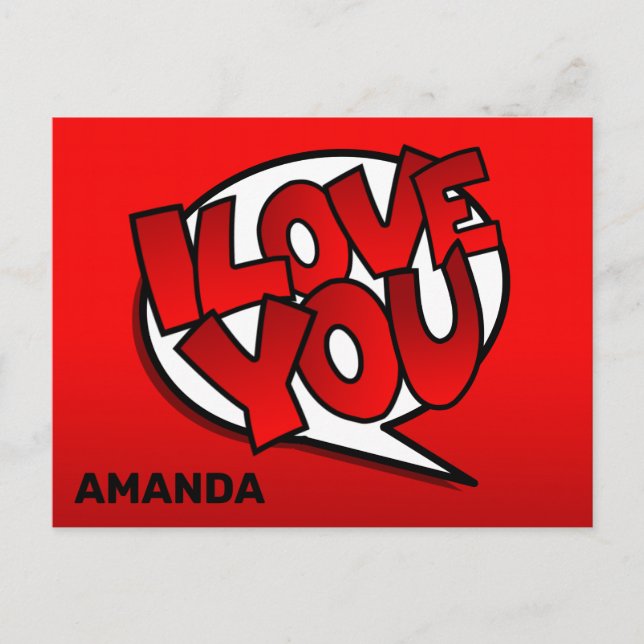 Rot, Bold & Bright Pop Art Style - I Liebe You Postkarte (Vorderseite)