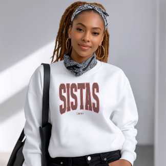 Rot + Braun Faux Glitter Varsity SISTAS Sweatshirt