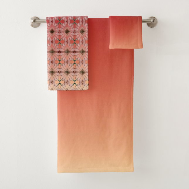 Rot braun mit Pfirsich Badhandtuch Set (Insitu)
