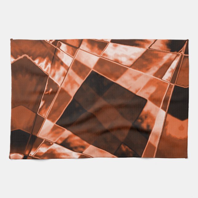 Rot-braunes, schmales Quadrat und Rechtecke Geschirrtuch (Horizontal)