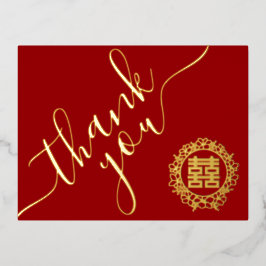 Rot-Chinesisch Hochzeit Blumenkranz Dankeschön Kar Folie Einladungspostkarte