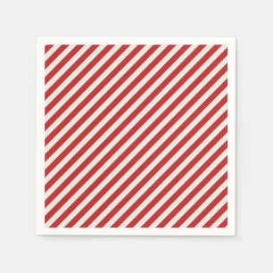 Rot & Creme Beige Weiß Streifen Weihnachten Urlaub Serviette