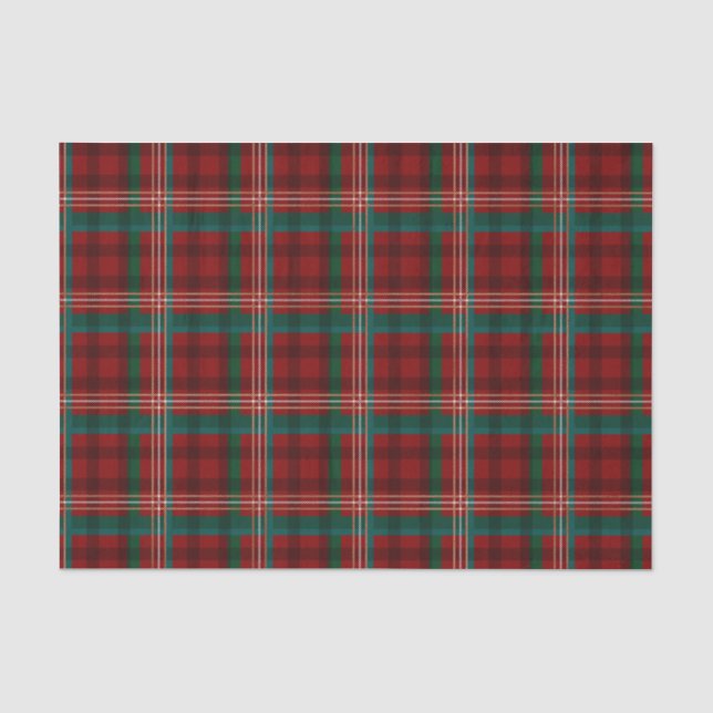 Rot, Creme und Kariertes Weihnachtsmuster Seidenpapier (Vorderseite)