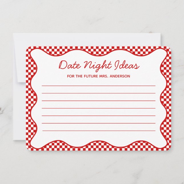 Rot, das ist noch mehr Brautparty Date Night Ideas Mitteilungskarte (Vorderseite)