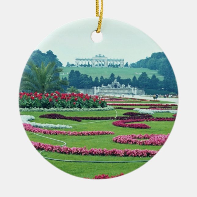 Rot das Shonbrunn Schloss, Blumen Wiens, Keramik Ornament (Vorne)