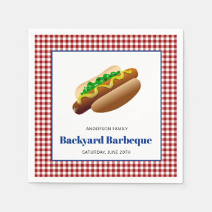 Rot der Hinterhof-Grill-Würstchen- überprüft Serviette