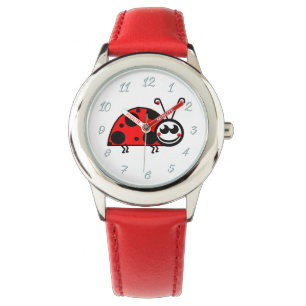 Rot der Marienkäfer-Uhr-(Kinder) durch Zazz_it Armbanduhr