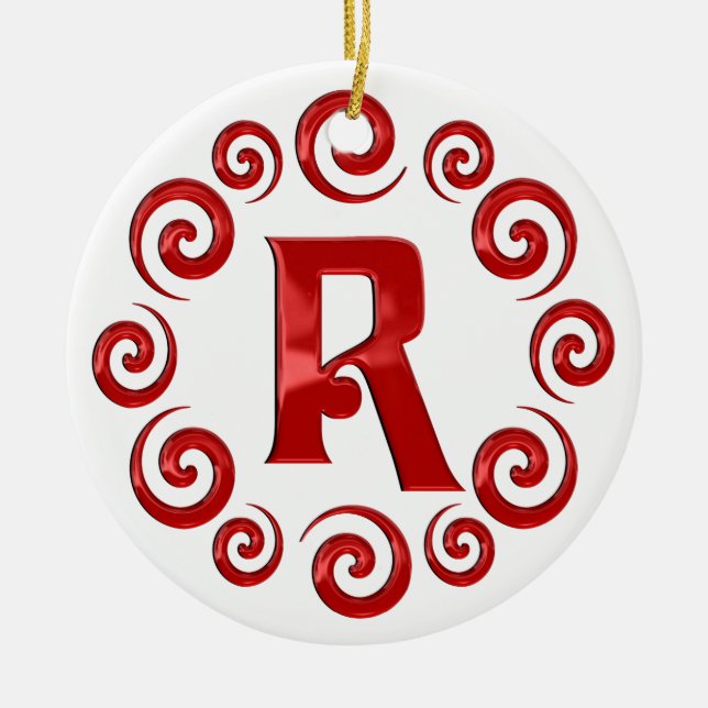 Rot des Monogramm-Buchstabe-R Keramikornament (Vorne)