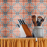 Rot dunkelblau gestört Zement-Look Mosaik Fliese<br><div class="desc">Rot und dunkelblau bedrückte Zement-Look Mosaik gemustert dekorative Fliesen.</div>