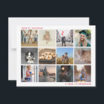 Rot ein Jahr Erinnerung an Foto Weihnachten<br><div class="desc">Mit dieser modernen "Year in Review"-Weihnachtskarte mit zwölf quadratischen Fotos in einer einfachen Collage können Sie Ihren Feiertagssjubiläum ausklingen lassen. Oben verlassen ist das Jahr, das ausgewiesen wurde, und unten rechts die Meldung "Ein Jahr zur Erinnerung". Die Rückseite hat eine Vorlage, mit der Sie Ihre personalisierte Nachricht hinzufügen können. Der...</div>