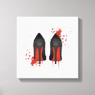 Rot erreicht hohen Heels u. Spritzen der Leinwanddruck
