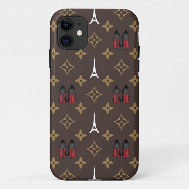 Rot erreicht Stilettschuh-Heels lv-Monogramm einen Case-Mate iPhone Hülle (Rückseite)