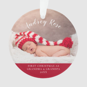 Rot Erste Weihnachtsgrandma & Opa-Foto Ornament