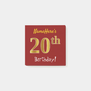 Rot, Falsches Gold 20. Geburtstag, Mit Benutzerdef Post-it Klebezettel