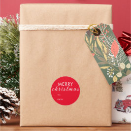 Rot frohe Weihnachten bis vom Namen Runder Aufkleber