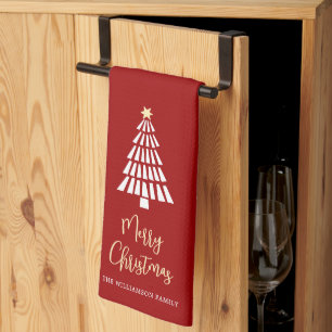 Rot Frohe Weihnachten Skript 3 Bäume Einfach Benut Geschirrtuch
