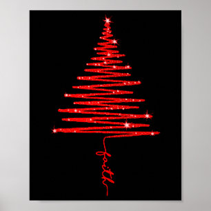 Rot funkelnder Glaubens-Christbaum  Poster