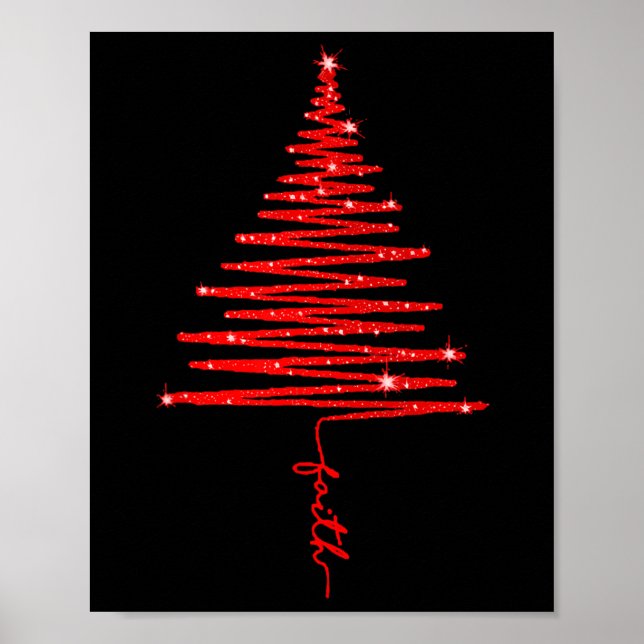 Rot funkelnder Glaubens-Christbaum  Poster (Vorne)