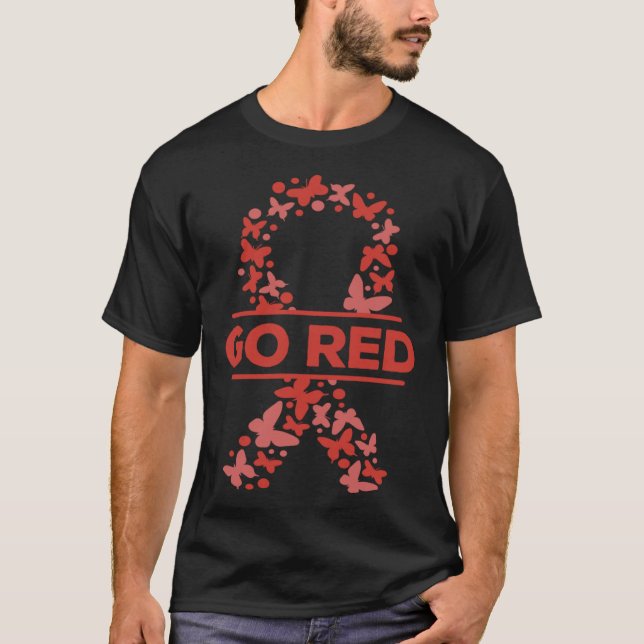 Rot für Frauen: Herzerkrankungen Aufklärungstragen T-Shirt (Vorderseite)