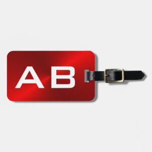 Rot gebürstete metallische Monogramm-Initialen Gepäckanhänger