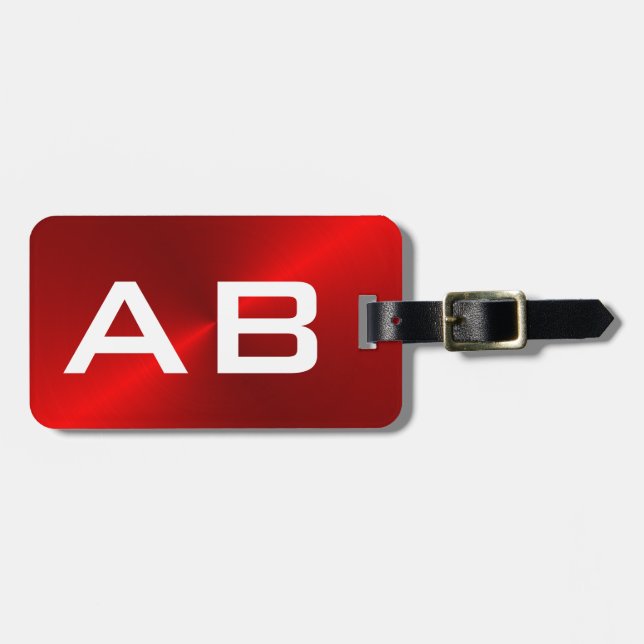 Rot gebürstete metallische Monogramm-Initialen Gepäckanhänger (Vorderseite horizontal)