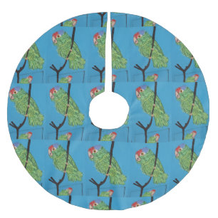 rot-gekrönter Papageienbaumrock Polyester Weihnachtsbaumdecke