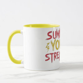 Rot & gelb "beschwört Ihre Stärke" Buchstabendesig Tasse