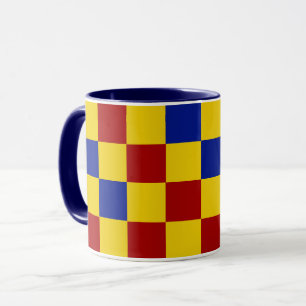 Rot Gelb Blau Kariertes Musterdesign  Tasse