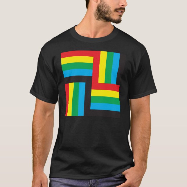 Rot-Gelb-Blau-Schwarzspiel T-Shirt (Vorderseite)
