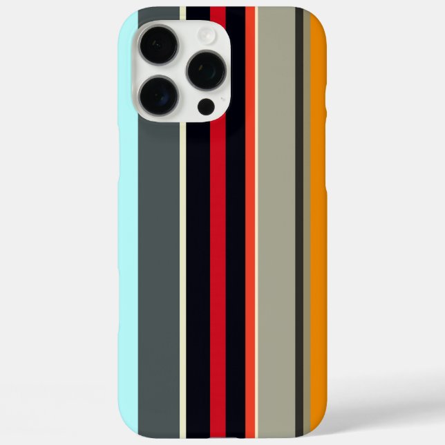 Rot-Gelb-Blau-Silber-Multicfarbene Streifen iPhone 16 Pro Max Hülle (Rückseite)