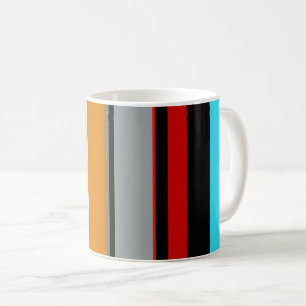 Rot-Gelb-Blau-Silber-Multicolor-Streifen-Muster Kaffeetasse